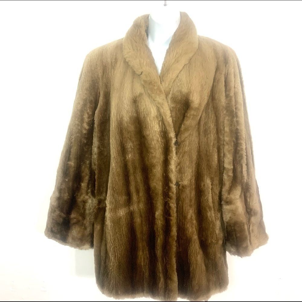 Vintage 60-70’s Morris B Sachs Faux Fur Vegan Heavy Swing Coat Jacket